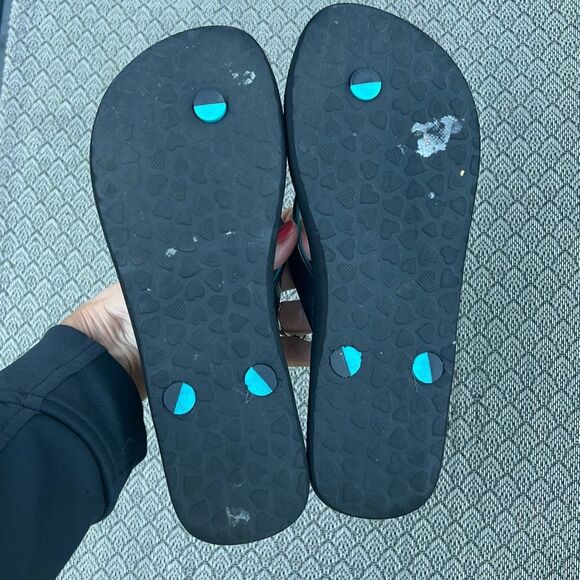 Brighton “Burst” Floral Print Navy Flip Flops Sz 6 - Picture 9 of 11